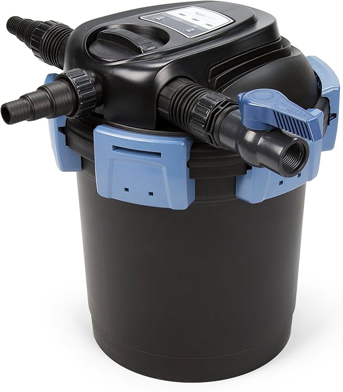 Aquascape 95053 UltraKlean 2000 Gallon Biological Pressure Filter with 14 Watt UV Clarifier Sterilizer for Pond Water Feature, 2,700 GPH Black
