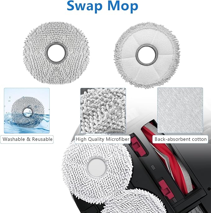 21 Pack Replacement Parts for Yeedi M12 PRO+ Robot Vacuum Accessories Kit, Cleaner Inclue 1 V-shaped Brush, 6 Side Brushes, 6 Dust Bags, 4 Hepa Filters, 4 Mop Pads, 1 Clean Tool - AquaVibe