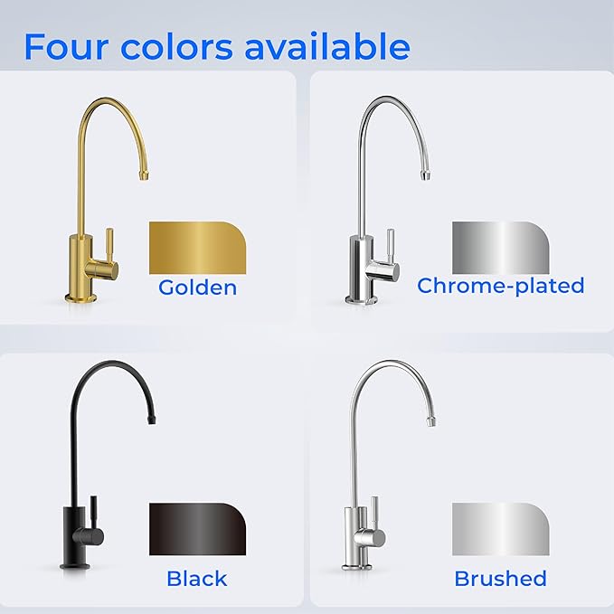 Waterdrop Filtered Water Faucet for Kitchen Sink, Reverse Osmosis, Stainless Steel, Black