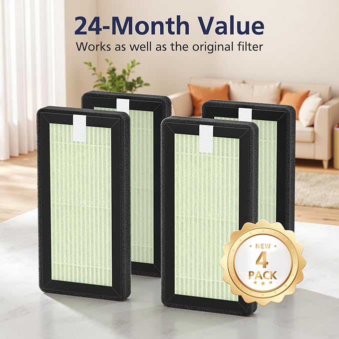 4 Pack HEPA Replacement Filter Compatible with Dr. Brown's All-in-One Sterilizer and Dryer for Baby Bottles and Pacifiers, Powerful Filtration Dryer Advanced Filter, 24-Month Value and Easy to Clean