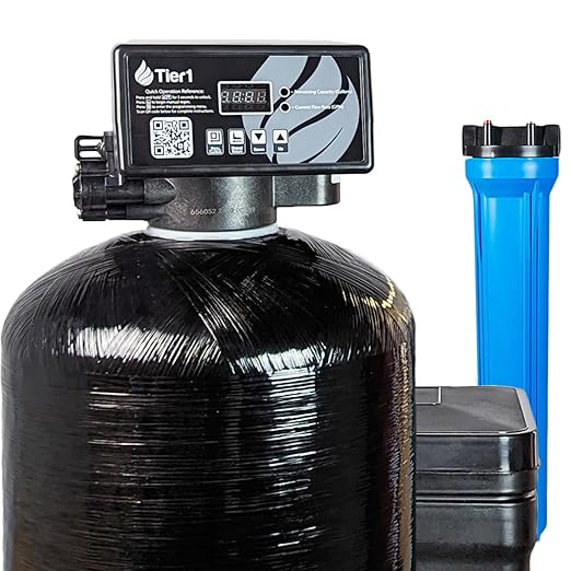 Tier1 Whole House Water Softener System 64,000 Grain High Efficiency | Pre-Filled Mineral Tank with 2 Cubic feet of Cation Resin | Home Water Filtration System | Everyday Water Softener