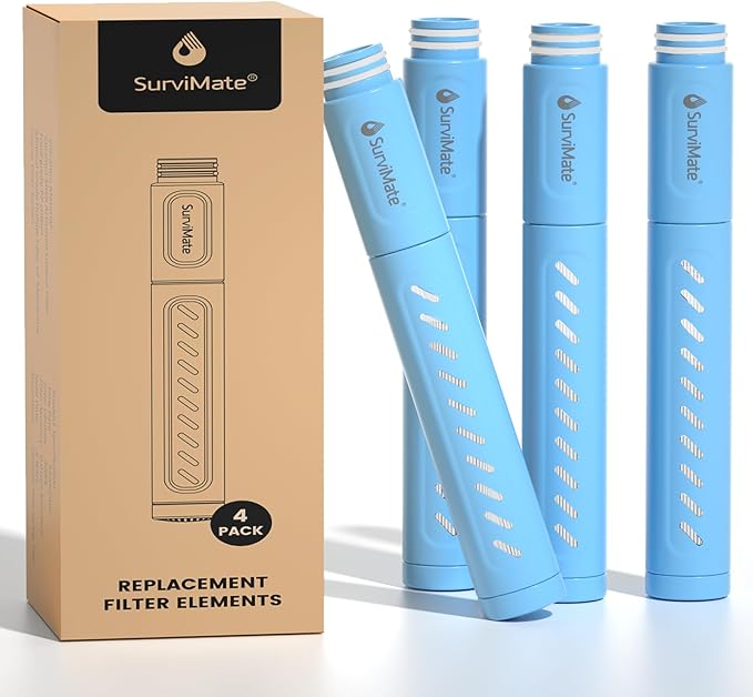 SurviMate Replacement Filter for Filtered Water Bottle with 5-Stage Intergrated Straw, for Camping, Hiking, Backpacking and Travel
