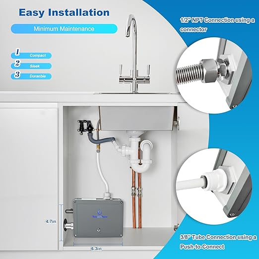 VP6 Mini UV-C LED Water Filter Purifier Reduce up to 99.99% of Contaminants Smart On/Off Switch 12V DC, DuoPro X2 Two-Stage RV Water Filter System Big Flow Reduce Sediment, Chlorine, Odor, Heavy Duty
