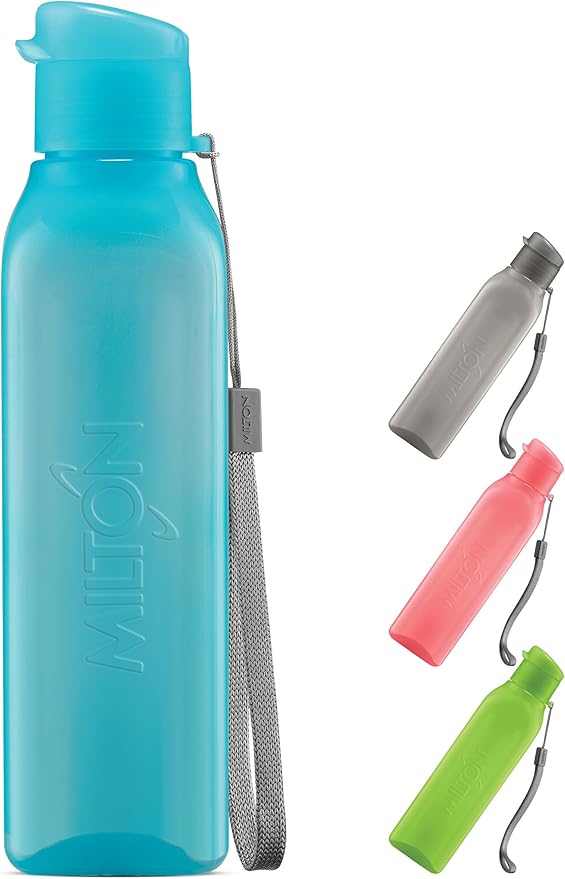 MILTON Travel Water Bottle – 1Pcs Reusable Sports Bottle with Easy Open Close Lid and Leakproof Neck – Food Grade Plastic Water Bottles for Adults and Kids, School, Gym