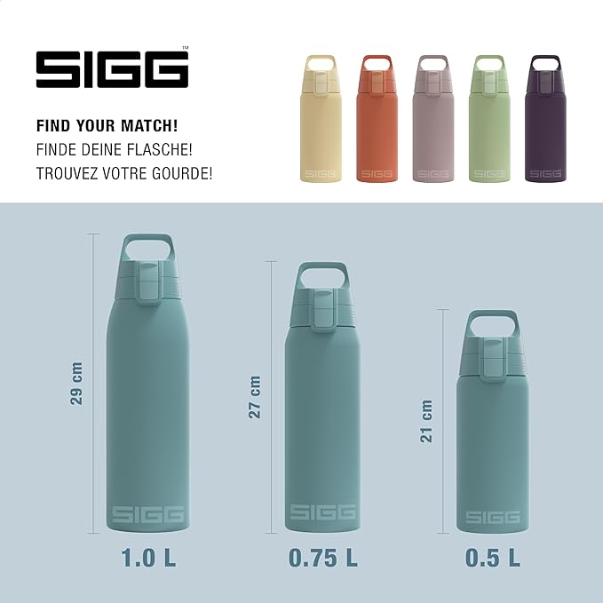 SIGG - Shield Therm- Stainless Steel Insulated Water Bottle - Carbonated Drinks, Leakproof, BPA Free, Recycled, 25, 34Oz