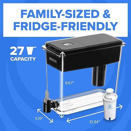 Brita UltraMax Large Water Dispenser With Standard Filter, BPA-Free, Reduces Copper, Cadmium and Mercury Impurities, Lasts 2 Months or 40 Gallons, Includes 1 Filter, Kitchen Accessories, Large 27-Cup