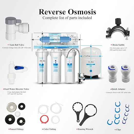 Geekpure 6-Stage Reverse Osmosis RO Drinking Water Filter System with DI Filter TDS to 0-75 GPD