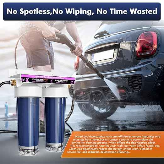 Deionized Spot Free Car Rinse Unit, Spotless Car Wash Water System,Deionized Water System for Car Wash, Suitable for Cars, RVs, Motorcycles, Yachts, and Windows, No Towel Drying, Color Changing Resin