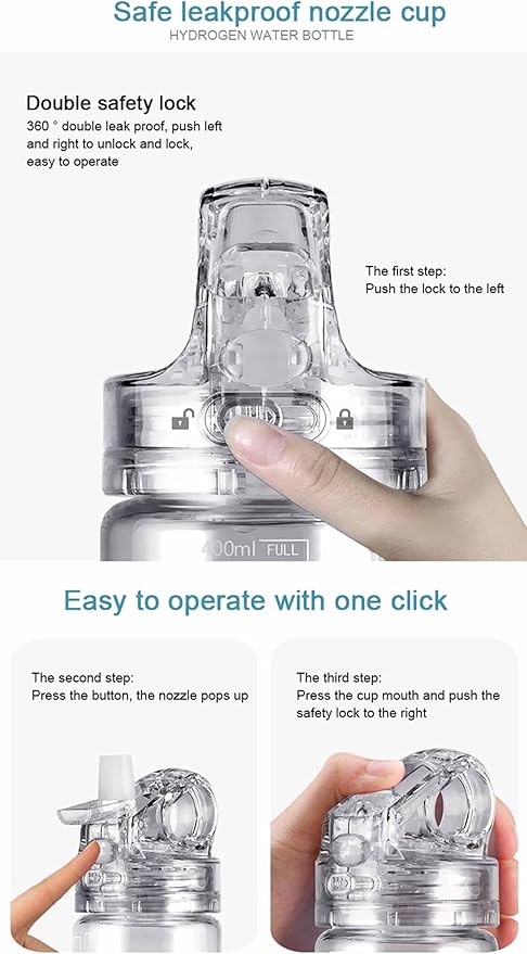 Hydrogen Rich Water Cup, SPE Technology Ionizer,with LED Smart Display, Portable USB Rechargeable Ionized Water Generator, with Inhaler Adapter
