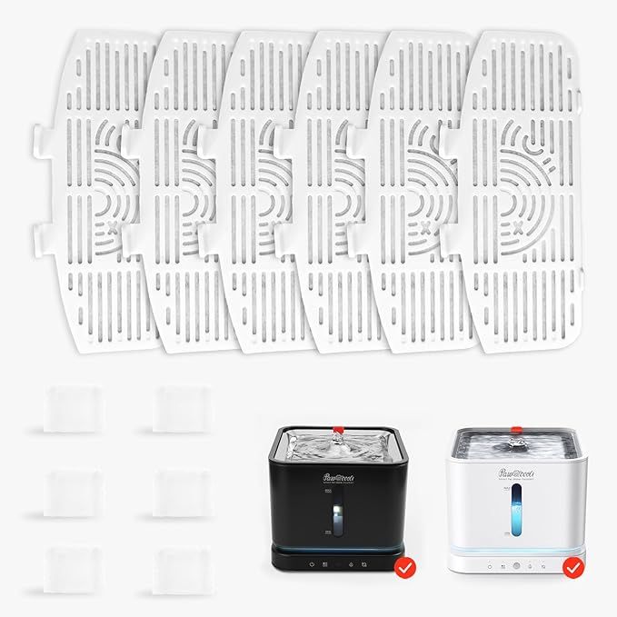 6 Pcs Cat Water Fountain Filters, Pet Fountain Replacement Filters for 3L/100oz Automatic Pet Fountain