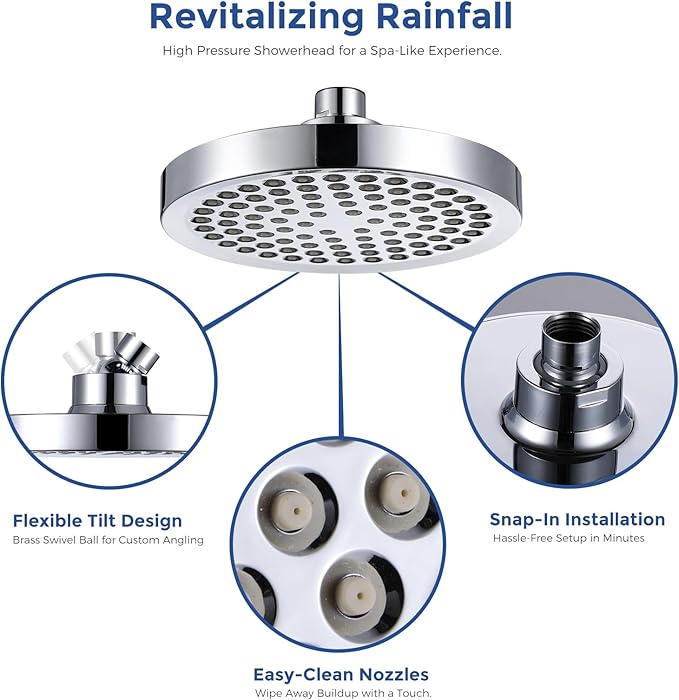 Filtered Shower Head with 15 Stage Water Softner Shower Filter for Hard Water,Reduces Chlorine and Heavy Metals,Powerful Shower Heads High Pressure (6" Round,Polished Chrome)