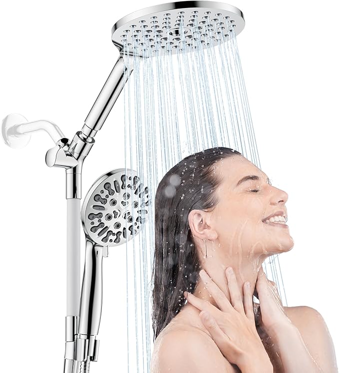 Modern Dual Shower Head with Handheld Spray, 7.5