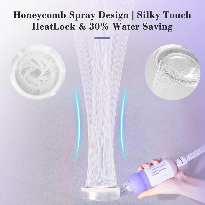 Vitamin C & Aromatherapy Skincare Spa Shower Head with Handheld, Filtered Showerhead for Hard Water - Removes Chlorine & Heavy Metals, Softer Skin & Hair Care (Lavender Scent)