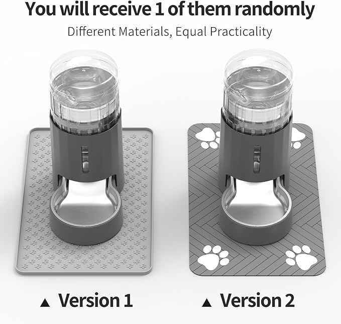 Cat Water Dispenser with Placemat and Stainless Steel Bowl, Automatic Gravity Water Dispenser for Cats or Small Medium Size Dogs, Large Capacity, Easy to Clean and Safe for Pets (4L)