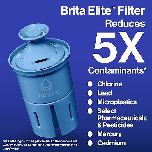 Brita Water Pitcher, Everyday Elite Filter, Removes 99% of Lead, Includes 1 Filter, 10-Cup Capacity, White
