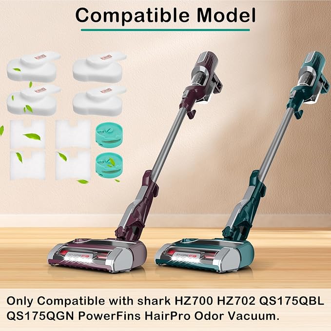 HZ702 filter for shark HZ700 HZ702 QS175QBL QS175QGN PowerFins HairPro Odor Vacuum,Compare with part 1541FC3000,XFFKHZ2000 XPMFHZ2000, 2 Cartridges+2 Foam&Felt+ 2Post Motor Filters - AquaVibe