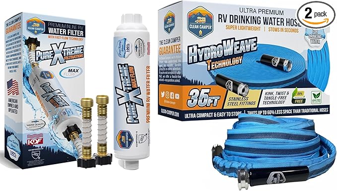 Clean Camper RV Drinking Water Hose & Water Filter Bundle