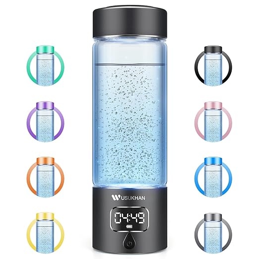Hydrogen Water Bottle Generator with 4th Generation SPE/PEM Technology, Portable Hydrogen Water Ionizer Machine, Birthday,Xmas Gift for Husband,Wife,Lovers,Friends,Travel (Black, 9.05in*Φ2.64in)