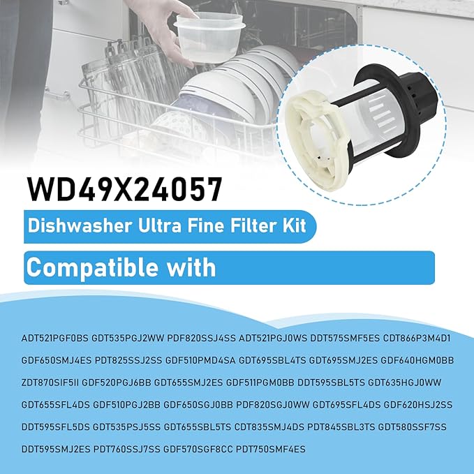 New for GE Dishwasher Ultra Fine Filter Kit WD49X24057 Replace parts WD12X10416 WD12X20107 ge profile washer dryer combo foam filter