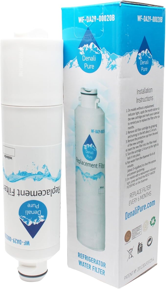 2-Pack Denali Pure Replacement for Samsung RF263BEAEBC/AA-0001 Refrigerator Water Filter - Compatible with with Samsung DA29-00020B Fridge Water Filter Cartridge