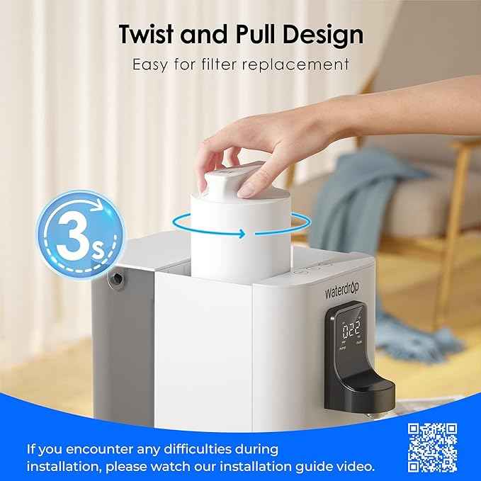 Waterdrop K19-S Countertop Reverse Osmosis System, 4 Stage Reverse Osmosis Water Filter Countertop, 3:1 Pure to Drain, Reduce PFAS, No Installation Required, BPA Free