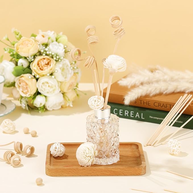 Loopeer 180 Pcs Reed Diffuser Sticks Set - Rattan Fragrance Diffuser and Flower Reed Sticks for Aromatherapy - Natural Volatile Replacement Refill Sticks for Aroma - AquaVibe
