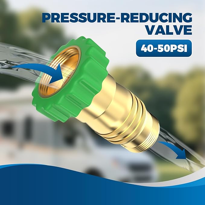 RVGUARD Inline RV Water Pressure Reducer, Brass Lead-Free Water Pressure Reducer with an Inlet Screen Filter for RV, Camper, Travel Trailer