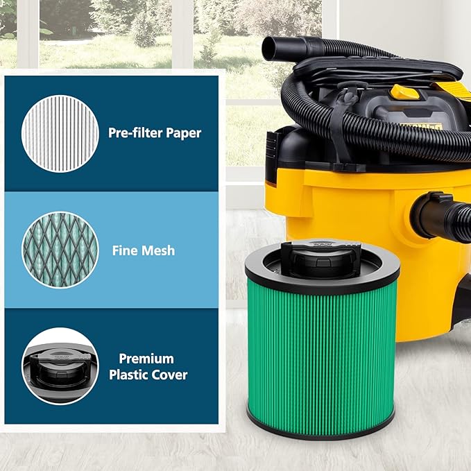 DXVC6914 Cartridge Filter Replacement Compatible with DeWalt DXV06P DXV09P DXV10P DXV10PL DXV10SA DXV12P DXV14P DXV16P Wet/Dry Vac Vacuum Cleaner (NOT fits for DXV06G/ DXV08S) 2 Pack - AquaVibe