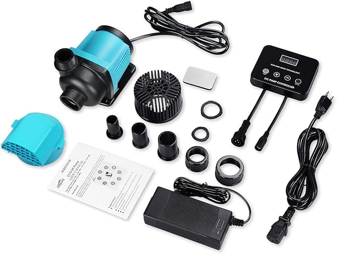 1850GPH Aquarium Return pump with LCD display controller, 55W DC 24V aquarium pump for saltwater freshwater aquarium,fish tank,sump,20 speeds ECO Quiet Submersible and inline pump. - AquaVibe