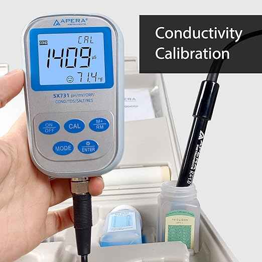 Apera Instruments SX731 pH/ORP/Conductivity/TDS/Salinity/Resistivity Portable Handheld Multiparameter Meter Kit, Silver