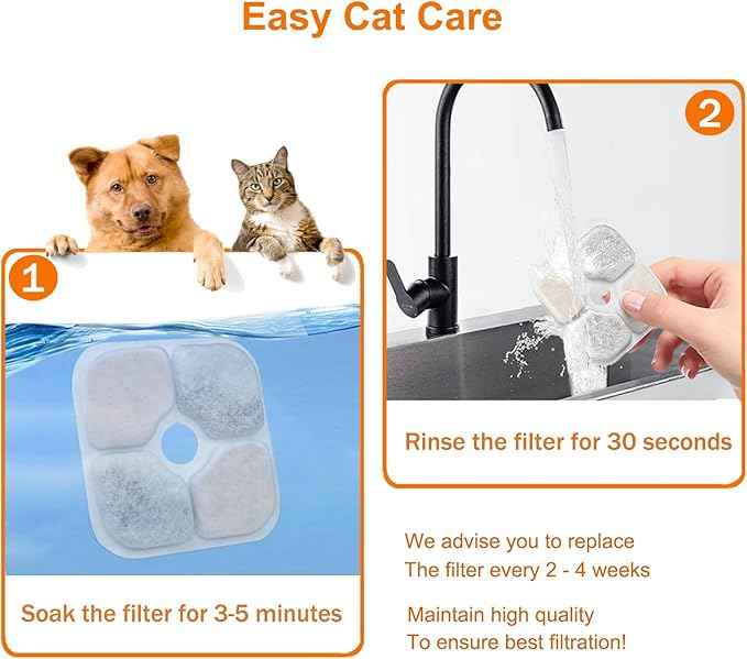PIXI Cat Water Fountain Filters, Compatible with PIXI Pet Fountain, Pixi Cat Drinking Fountain Filter, Replacement Triple Action Pet Water Filter, 10-Pack, White