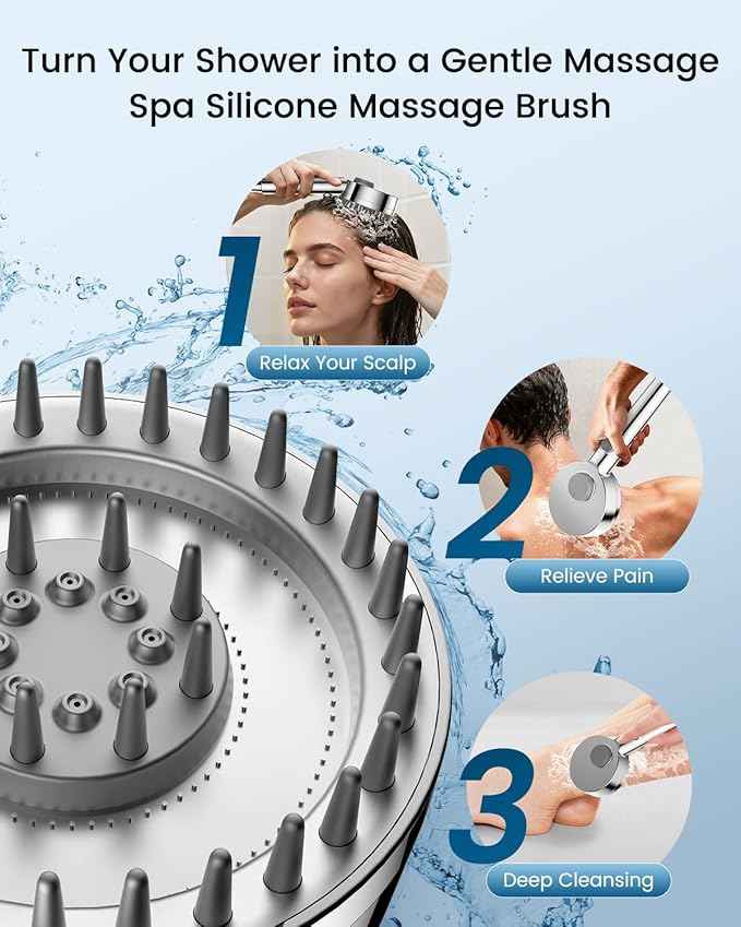 Ion Drops Filtered Shower Head with Handheld, High Pressure Showerhead with Filters for Hard Water Softener, Detachable Handheld Shower Heads with ON/OFF Switch for Pets, Remove Chlorine