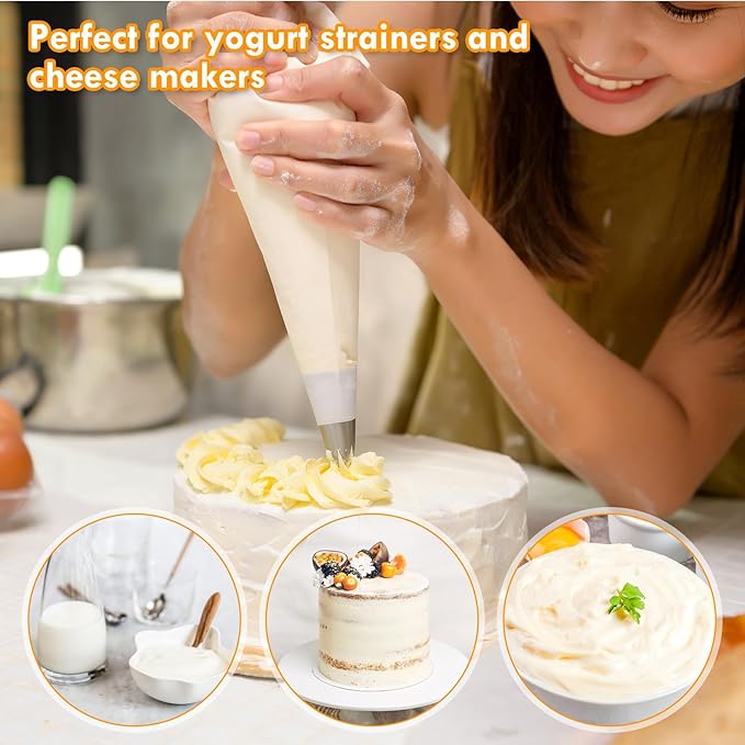 6pcs Nut Milk Bag 12 x 8 Inch Nylon Nut Bag Strainer Fine Mesh Cheese Cloth Reusable 200 Mesh Fine Mesh Bag for Straining Fruit Juice Food Strainer Professional Cold Brew Filter for Coffee Tofu