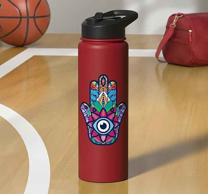 Colorful Nazar Amulet Hamsa Symbol Blue Evil Eye Ornament Stainless Steel Insulated Water Bottle