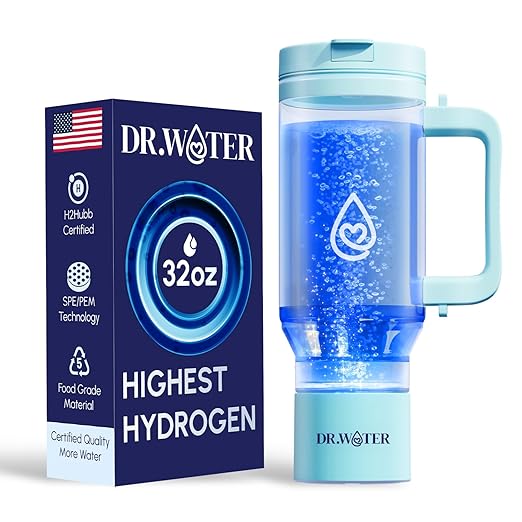 Hydrogen Water Bottle 32 Oz – Portable BPA Free Generator Tumbler with SPE/PEM Technology | Large Hydrogen Flask for Daily Hydration & Energy | H2 Infused Drinking Bottle Green by Dr Water
