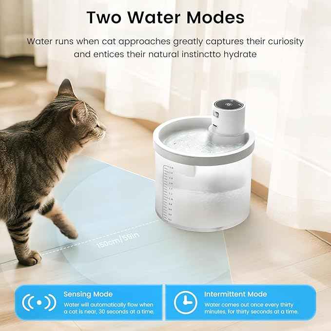 Cat Water Fountain Cordless, 4000mAh Battery Operated, 2.2 L/77 oz Cat Fountains for Drinking, Wireless Water Fountains for Cats Indoor, Pet Water Fountain with Sensor, Multi-Filtration