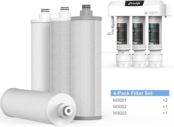 Frizzlife M3005 Replacement Filter Cartridge Set (8 Pack) For SK99,SP99,SK99 NEW and SP99 NEW Under Sink Water Filter System