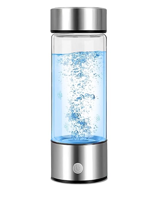 Aqua Vital Hydrogen Water Bottle 2026 Generator 16 oz/470 ml SPE-PEM Ionized H₂ Hydration Bottle USB-C Rechargeable Glass Flask with Auto Shut-Off Portable Sports & Travel Hydrogenated Water Machine