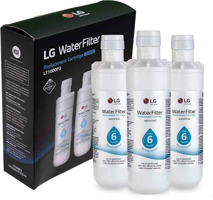 LG LT1000P3 6-Month / 200 Gallon Refrigerator Replacement Water Filter, 3 Count (Pack of 1), White