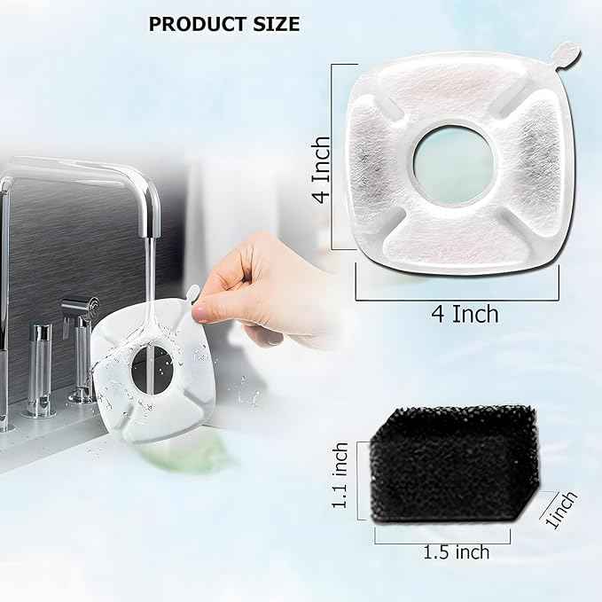 BRENSTEN 16 Pcs Replacement Filters & Sponges for Veken 95oz/2.8L Pet Fountain, Cat Water Filters (8 Carbon + 8 Sponge)