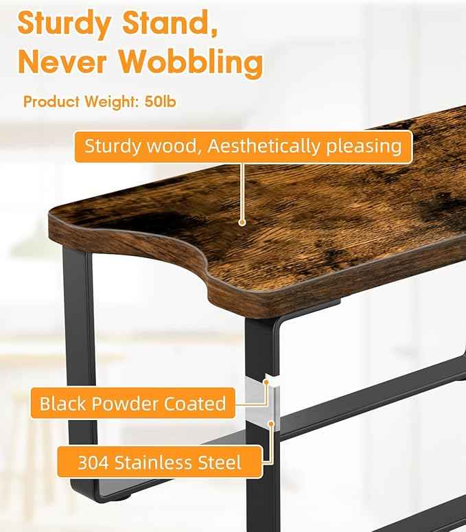 Water Filter Dispenser Stand with Drip Tray - 7.9''W x 14.9''D x 7''H + Water Filter Dispenser Stand Wood with Drip Tray - 7.9''W x 14.9''D x 7''H