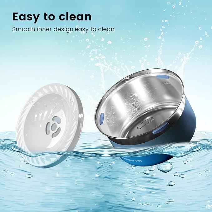 Gardner Pet Dog Bowls 1 Gallon (3.85L) Stainless Steel No Spill Dog Water Bowl, Slow Water Feeder Metal Bowls, Spill Proof Water Dispenser for Large Dogs, Promotes Healthy Hydration(Blue)