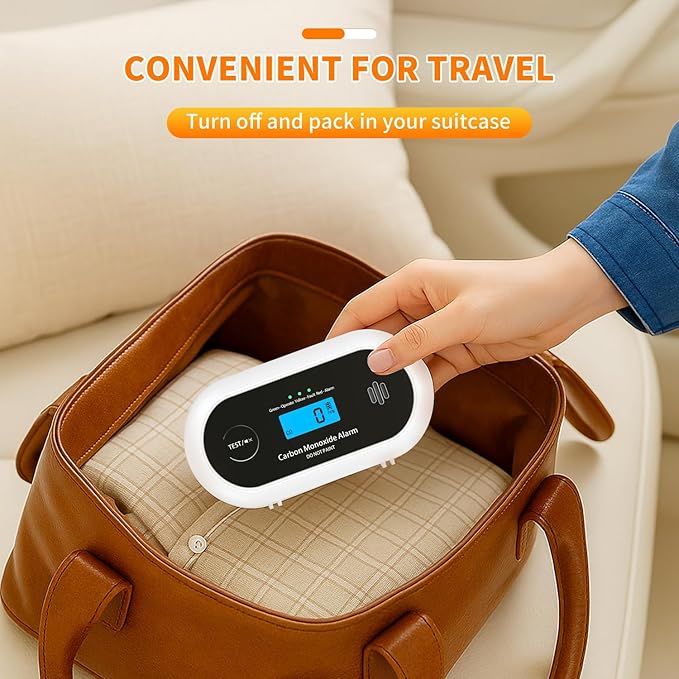Carbon Monoxide Detector，Portable 10-Year Sealed Battery CO Alarm with LCD Display, CO Detector for Home ，Office and Travel