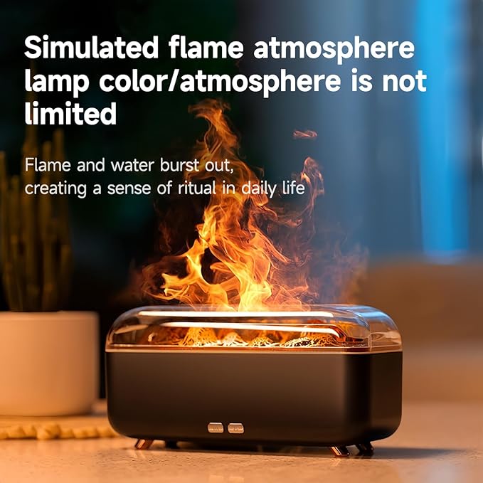 Colorful Flame Essential Oil Diffuser, Mist Humidifier, Aroma Diffuser with Timing Auto-Off 300ml (White)
