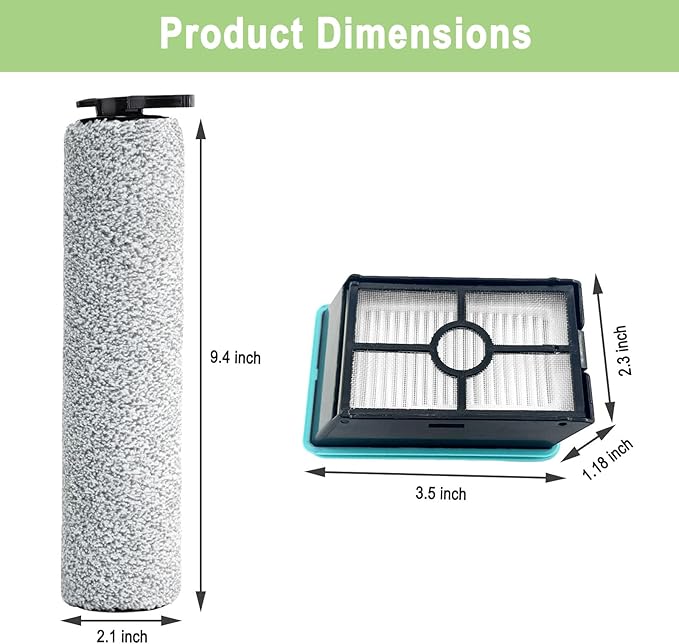 Crosswave Replacement Parts for Bissell Crosswave Hard Floor Expert Vacuum 3831 HF2 3845 3847 3848 Vacuum Cleaner, 2 Brush Rolls,4 Filters,Compare to Part B0555 1637755 1632973 - AquaVibe
