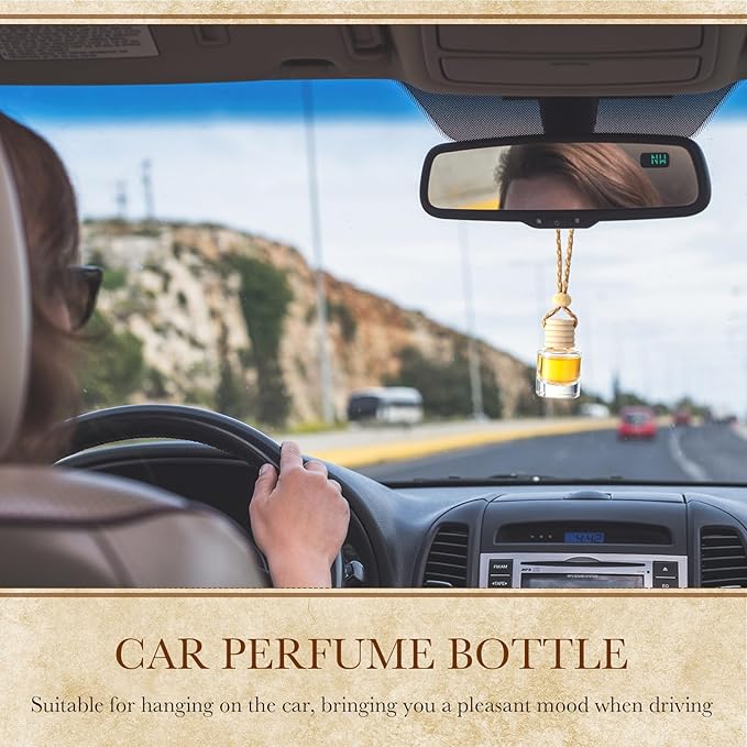 Domensi 150 Pieces Hanging Car Diffuser Air Freshener Bottle Bulk Empty Glass Refillable Perfume Bottles Oil Diffuser Aromatherapy Pendant for Auto Interior Ornaments Decor (Clear)