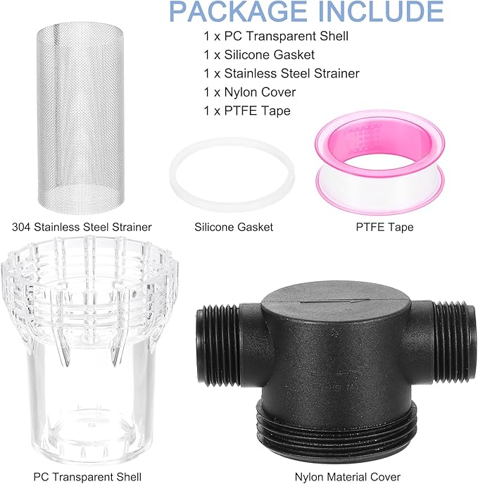 uxcell Pressure Washer Filter 1" NPT Female Thread, Inline Mesh Strainer Attachment, Outlet for Pipe Strainer, Stainless Steel Screen with Sealant Tape (Size:40 Mesh) - AquaVibe