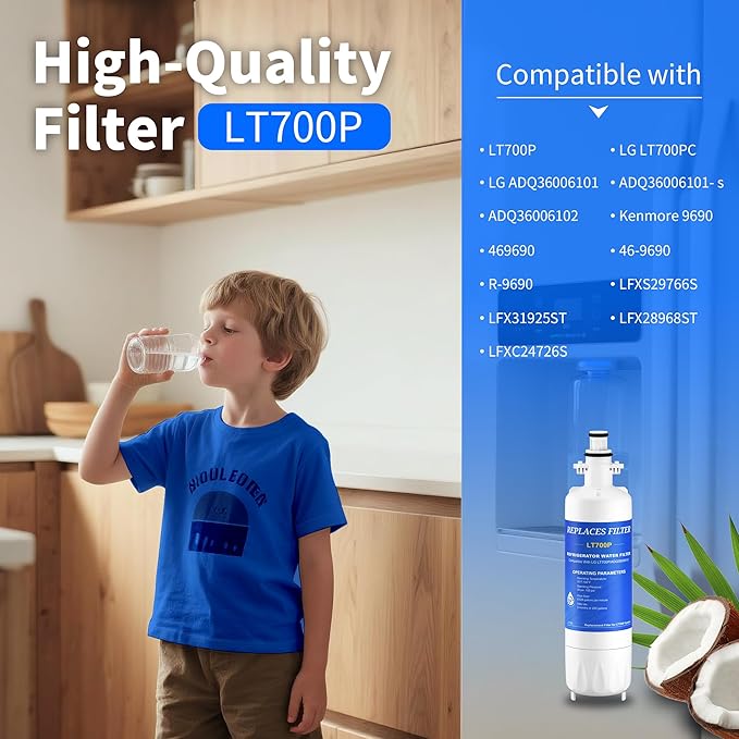 ADQ36006101 Water Filter Replacement Compatible with LG LT700P, LT700PC, ADQ36006102, ADQ36006101-s, Kenmore 9690, 469690, LFXS29766S,3 Pack, By CHOPLO