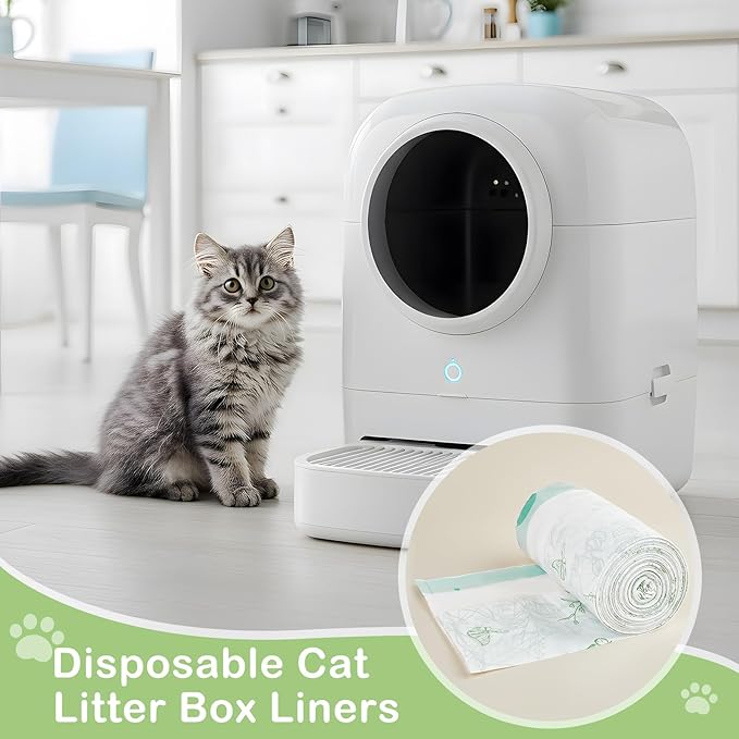 Glittme Cat Litter Box Liners, 60 Count Large Capacity Cat Litter Bags for Automatic Litter Robot 3/4, Thick Cats Kitty Litter Bags with Drawstring - AquaVibe