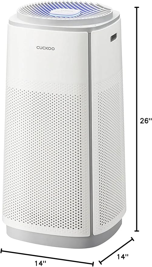 CUCKOO True HEPA Air Purifier for Large Room Up to 2,256 sq. ft., Advanced 5-Stage Filter with UV-C Light and Activated Carbon, Air Purifiers for Home with Quiet Sleep Mode, White (CAC-K1910FW)